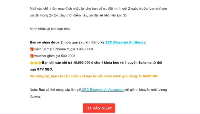 GTVSEO giới thiệu dịch vụ qua chiến dịch email marketing