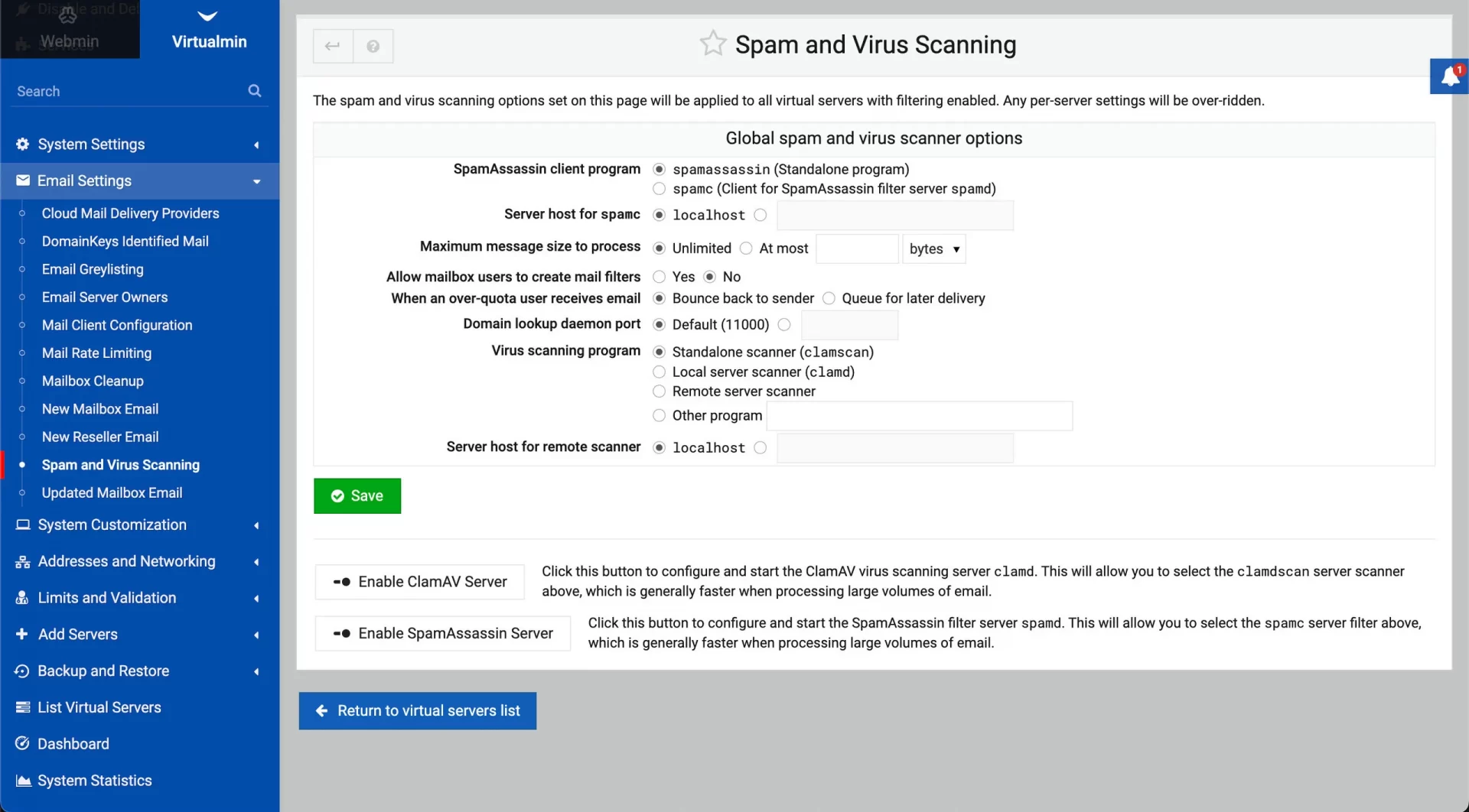 Virtualmin cũng cho phép người dùng quản lý nhiều VPS