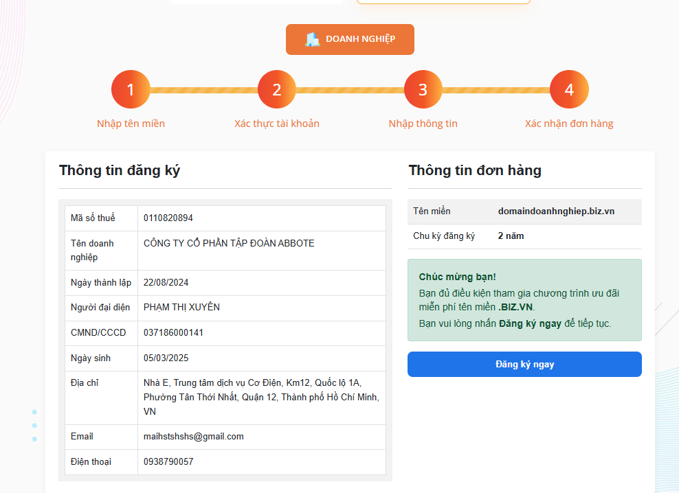 huong dan dang ky ten mien .biz.vn mien phi
