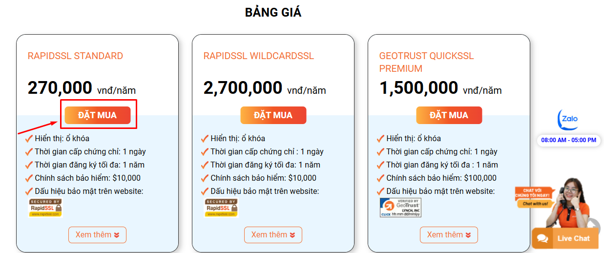 Tìm và chọn gói dịch vụ SSL phù hợp với nhu cầu