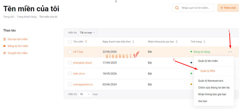 hướng dẫn trỏ tên miền về hosting
