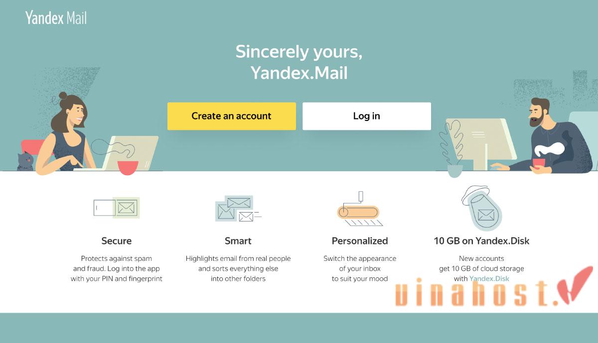 email domain miễn phí với Yandex
