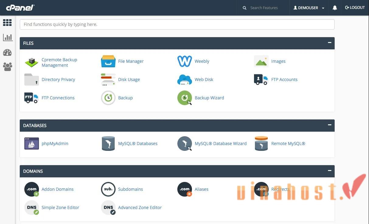 giao dien trang quan tri cpanel