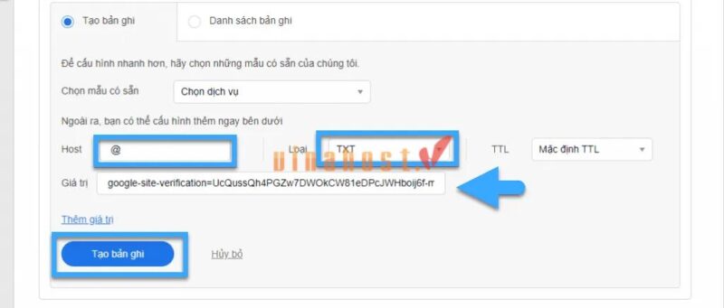 xác minh tên miền google