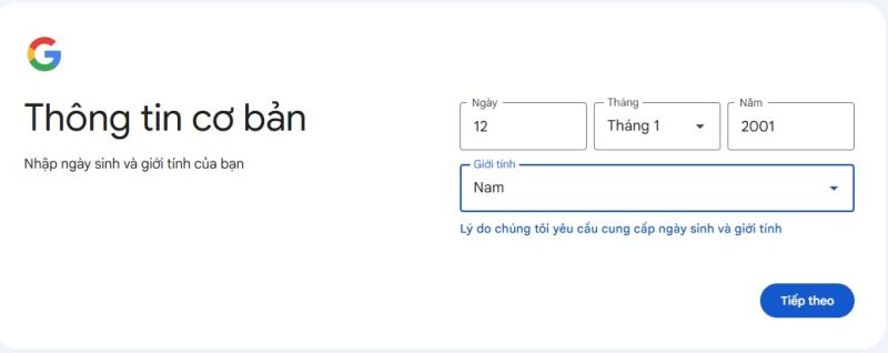 nhập thông tin cơ bản