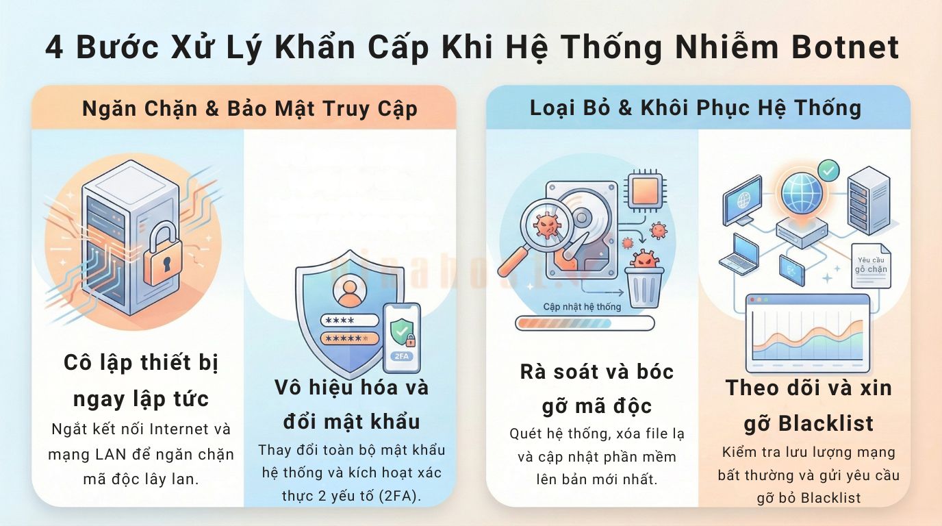 cách xử lý khi hệ thống nhiễm mã độc Botnet