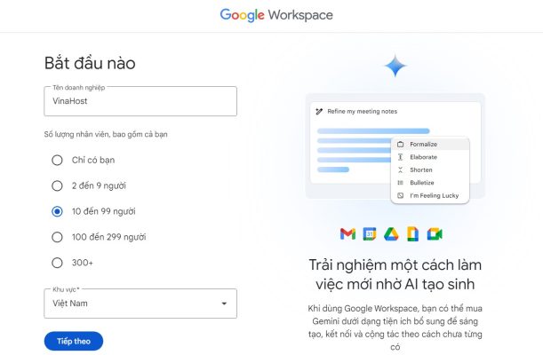 đăng ký gmail doanh nghiệp