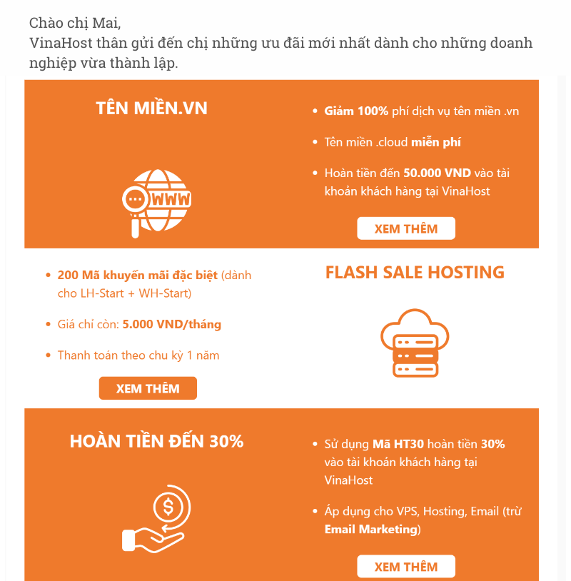 Mẫu email dynamic của VinaHost