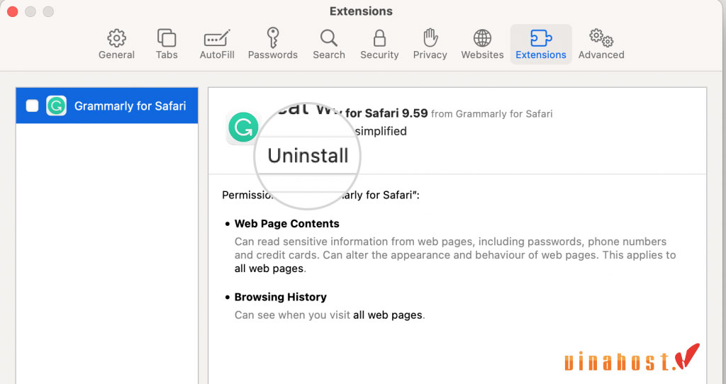 Để sửa lỗi SSL, hãy gỡ tiện ích mở rộng Safari, khởi động lại và kiểm tra lại trang web.