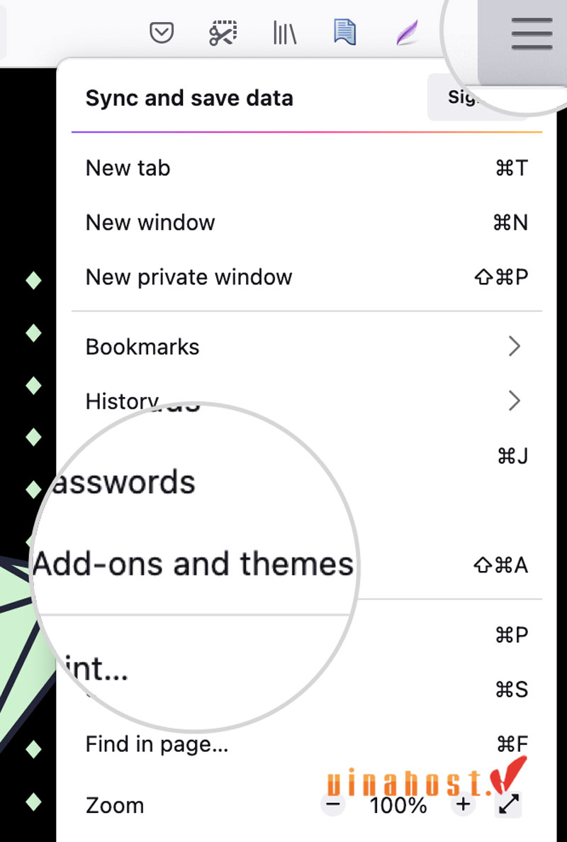 Người dùng trình duyệt Firefox có thể tắt tiện ích mở rộng qua menu.