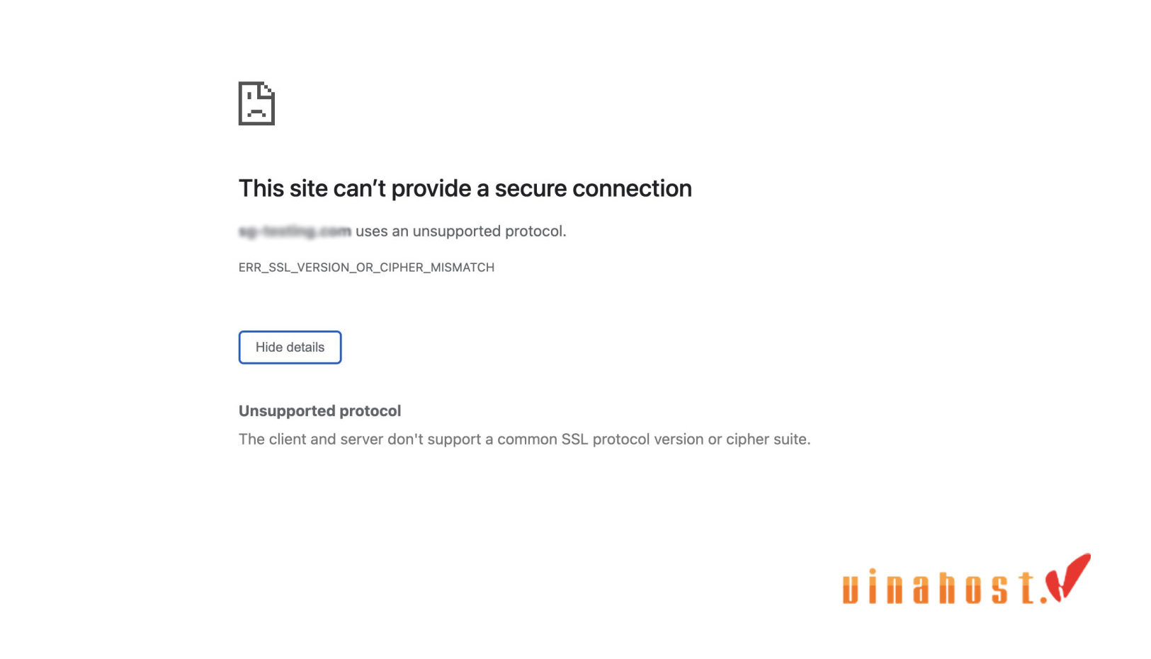 Lỗi ERR_SSL_VERSION_OR_CIPHER_MISMATCH có thể liên quan đến chứng chỉ SSL