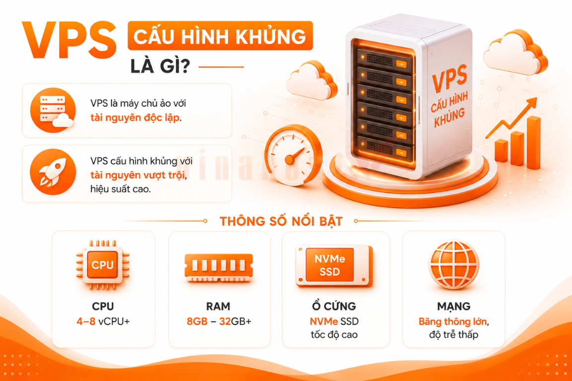 vps cau hinh khung 1 - #1 Hosting Giá Rẻ, VPS Giá Rẻ, Máy Chủ Vật Lý, Email, Cloud Server VPS cấu hình khủng là máy chủ ảo (Virtual Private Server) được trang bị tài nguyên phần cứng mạnh mẽ như CPU nhiều nhân, RAM dung lượng lớn, ổ cứng SSD NVMe tốc độ cao