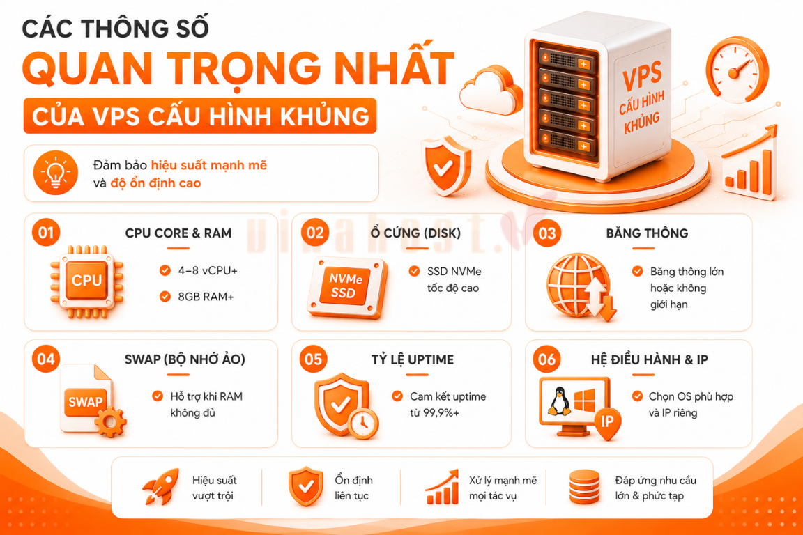 vps cau hinh khung 2 - #1 Hosting Giá Rẻ, VPS Giá Rẻ, Máy Chủ Vật Lý, Email, Cloud Server Những thông số quan trọng ảnh hưởng trực tiếp đến hiệu suất và độ ổn định của VPS.
