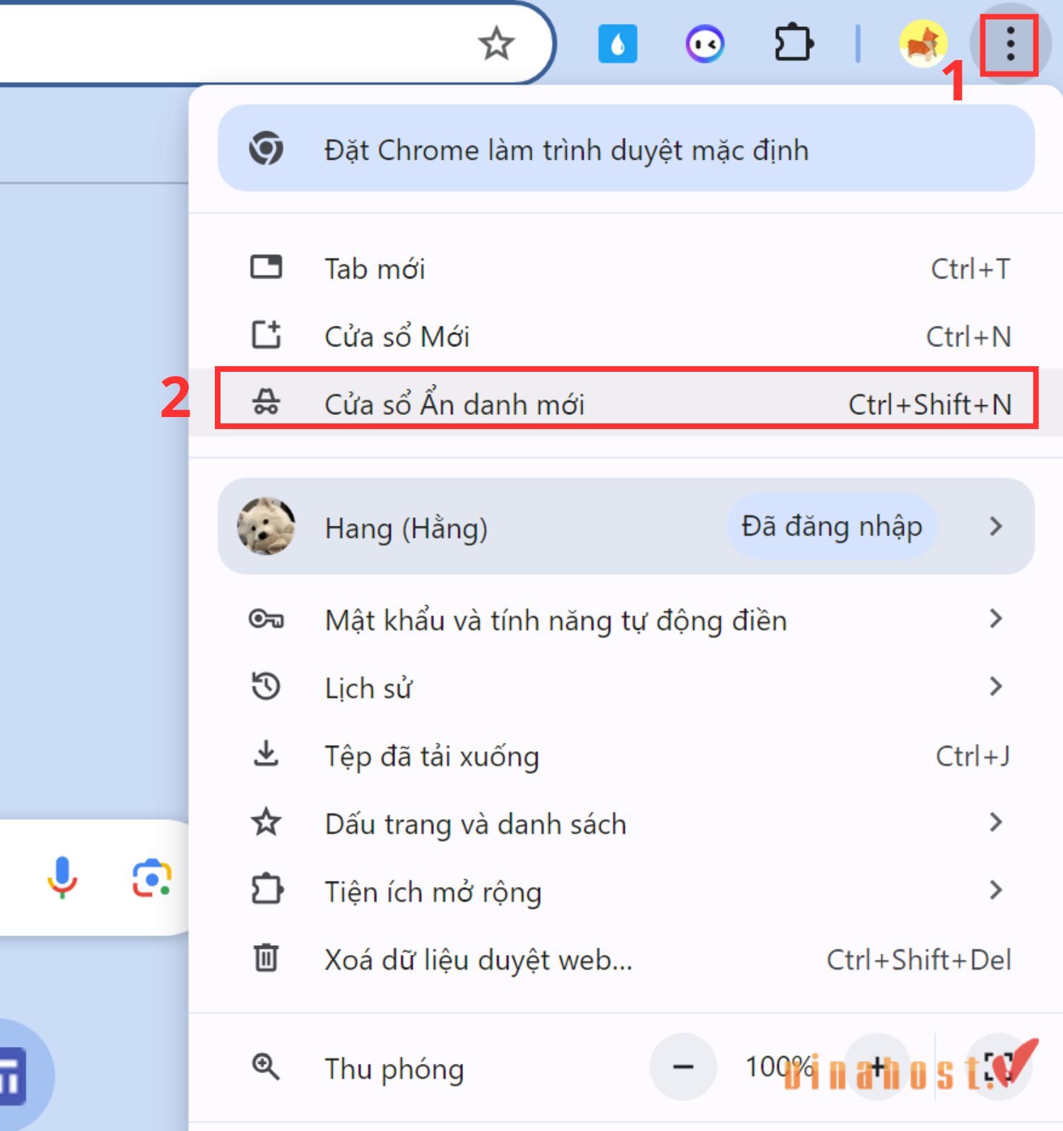 Sử dụng chế độ ẩn danh để đăng nhập nhằm khắc phục việc lỗi chứng chỉ bảo mật SSL