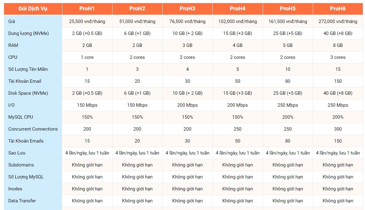 Hosting NVMe cao cấp