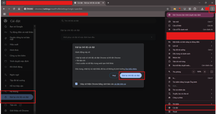 Sửa lỗi Your Connection is Not Private bằng cách reset trình duyệt Chrome về mặc định