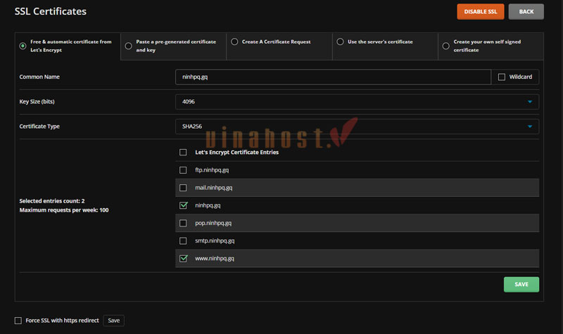 cài ssl miễn phí trên directadmin