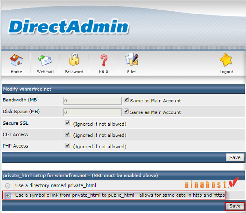 cai ssl tren directadmin