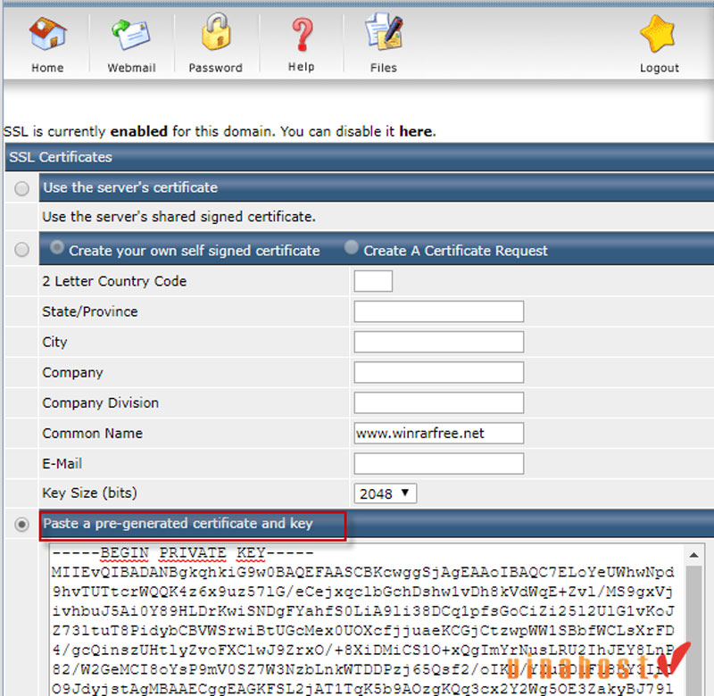 cai ssl tren directadmin