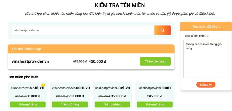 cach dang ky ten mien vinahost