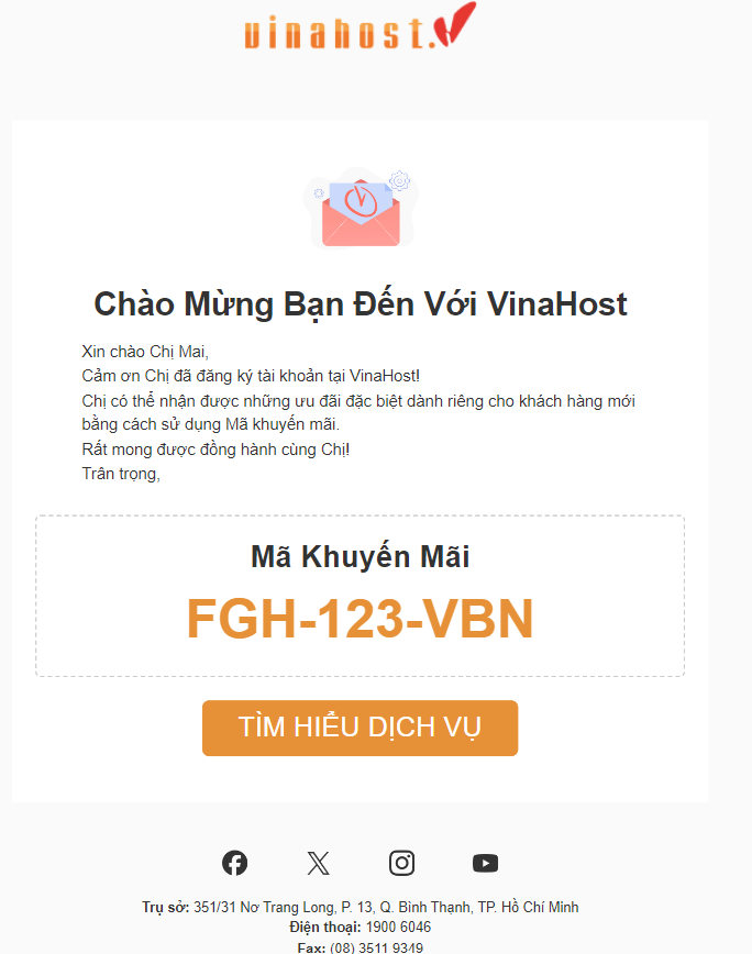 mẫu email marketing của vinahost