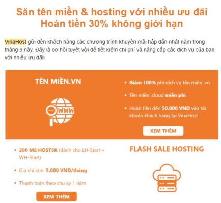 giao diện Ecommerce email marketing vinahost
