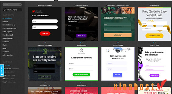 các template popup của getresponse