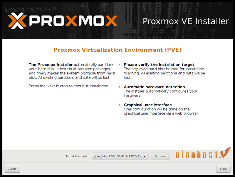 Chọn ổ đĩa cài đặt Proxmox VE