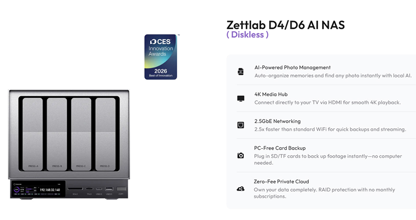 cấu hình dòng zettlab nas ai 2026