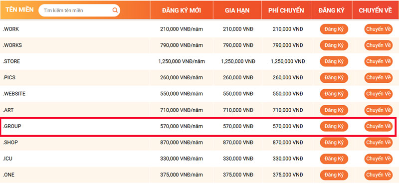 bang gia ten mien .group