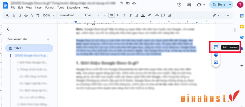 Add comment trong docs