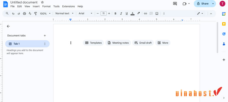 giao diện trang Google Docs