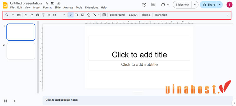 Toolbar trong GG slide