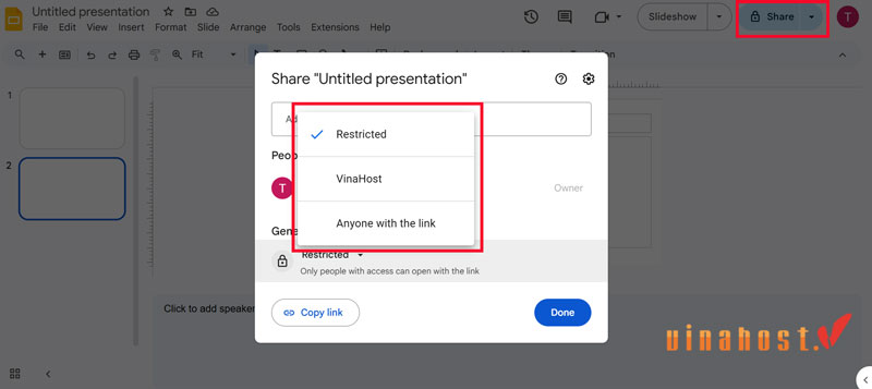 Share link slide