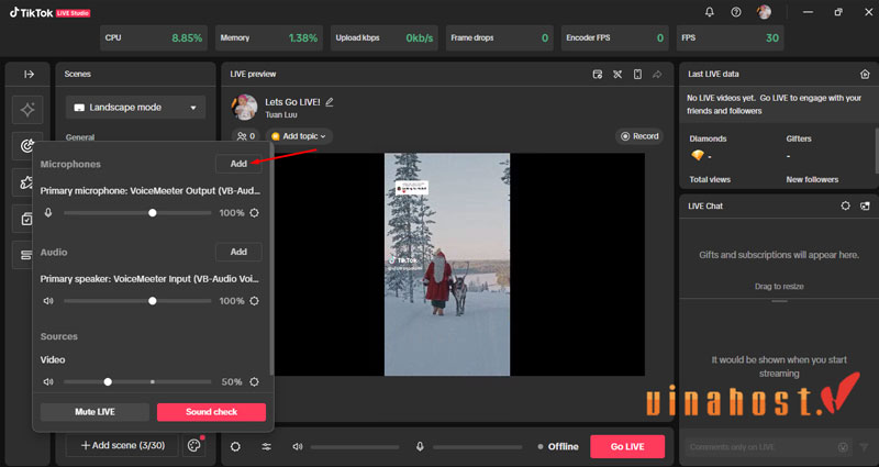 vps livestream tiktok