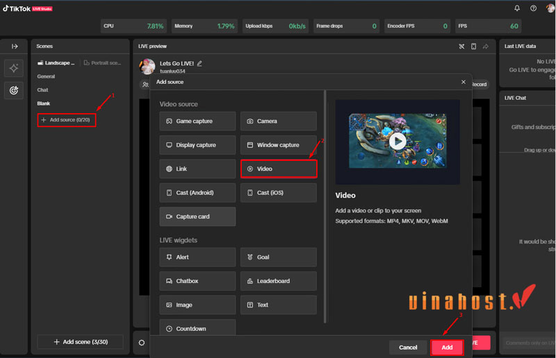 vps livestream tiktok