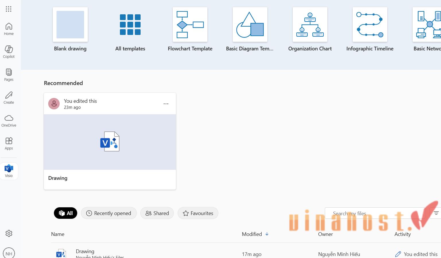 giao diện của Visio trên Web