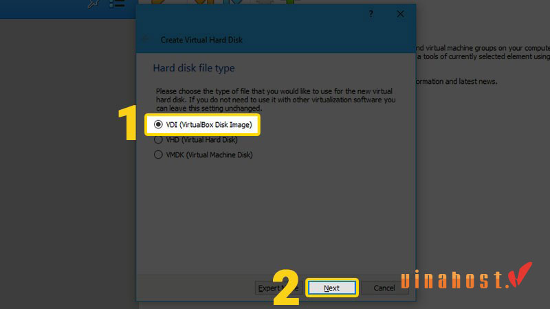 Tự tạo Cloud Server - Bước 3: Chọn định dạng VDI