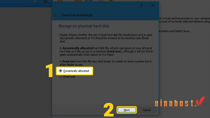 Tự tạo Cloud Server - Bước 3: Chọn “Dynamically allocated”