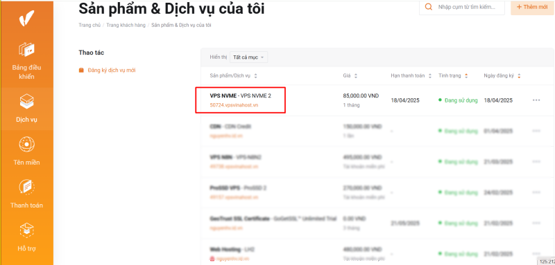 cai dat he dieu hanh tren vps vinahost