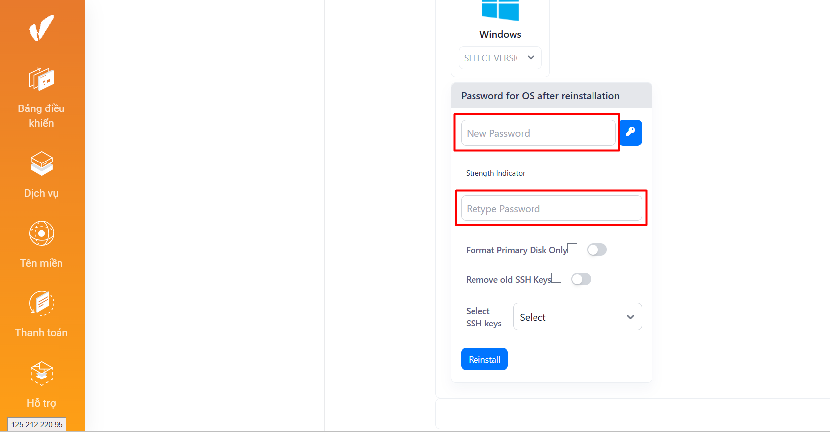 cai dat he dieu hanh tren vps vinahost