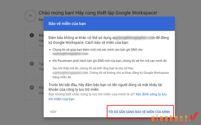 thao tác bảo vệ tên miền