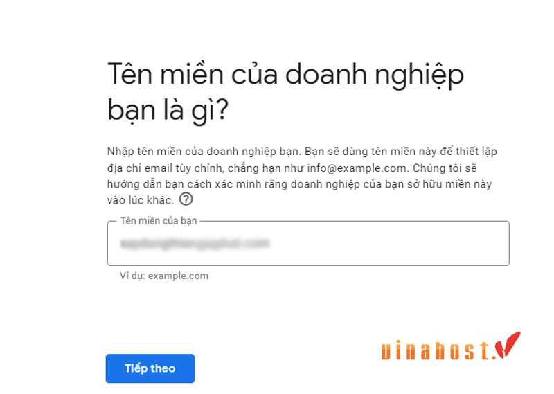 chọn tên miền đăng ký google workspace