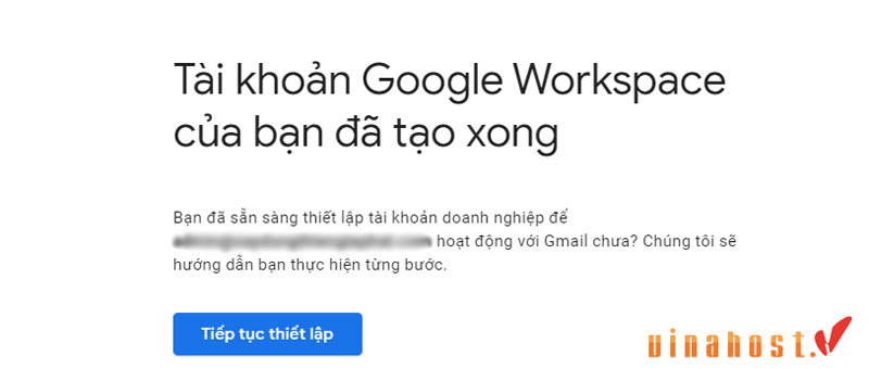 hoàn tất đăng ký google workspace