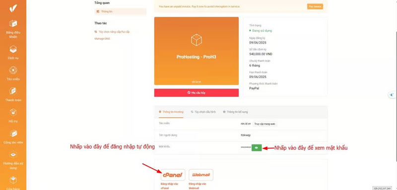 huong dan thue hosting wordpress vinahost