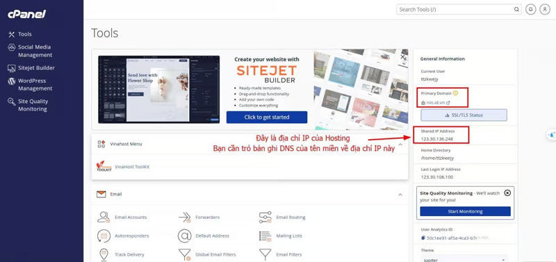 huong dan thue hosting wordpress vinahost