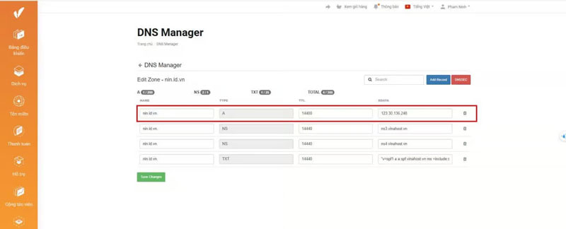 huong dan thue hosting wordpress vinahost