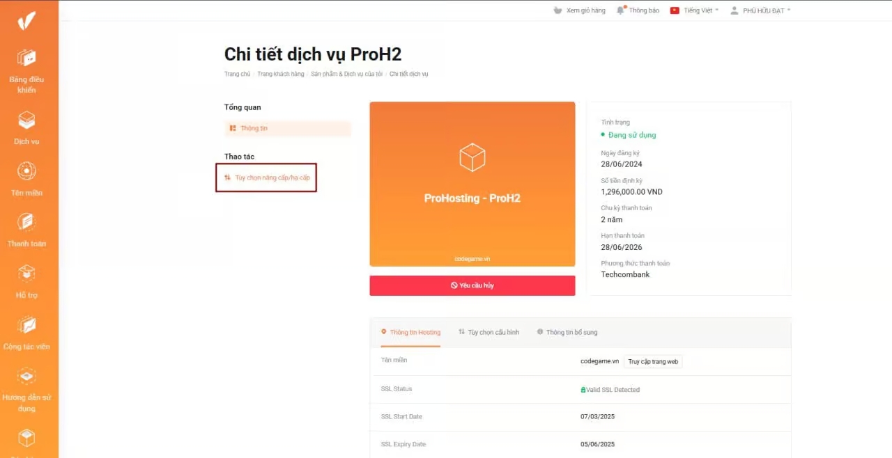 nang cap hosting gia re