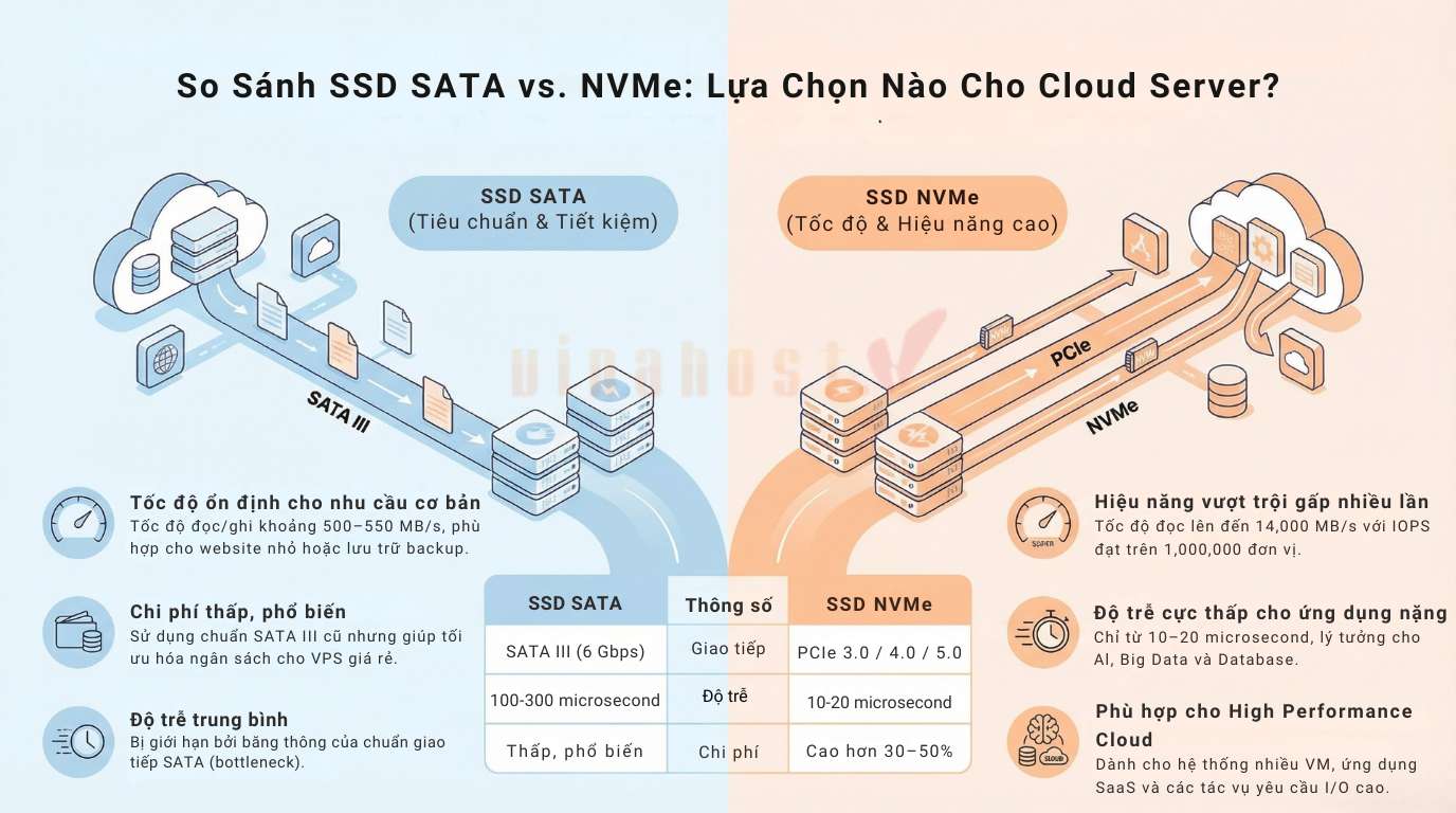 so sánh SSD SATA và SSD NVMe