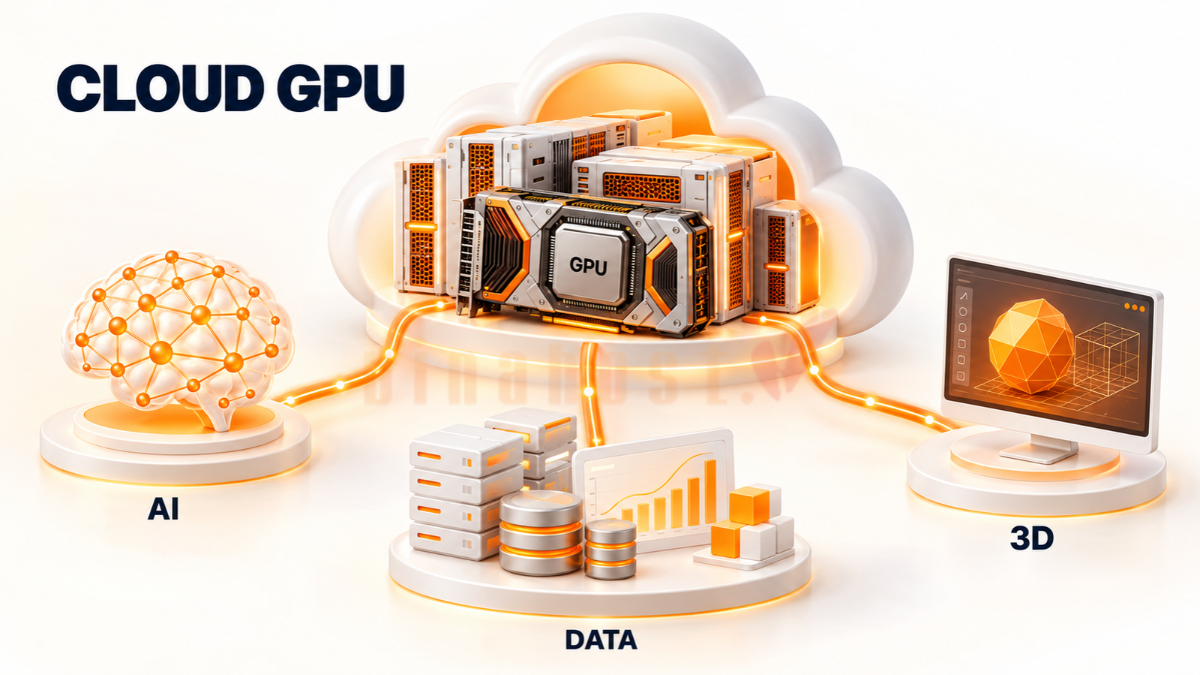 Cloud GPU là dịch vụ thuê GPU trên nền tảng đám mây để xử lý AI, dữ liệu lớn và đồ họa 3D mà không cần đầu tư phần cứng.